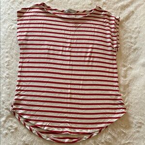 Green Envelope Red and White Striped Short Sleeve Tee
